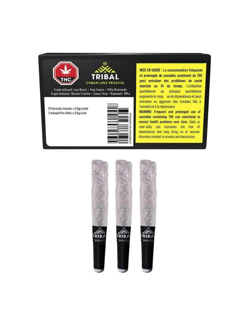 Tribal Cuban Linx Trifecta 3 x 0.6g Infused Pre-Rolls 1.8g — Infused Pre-Roll