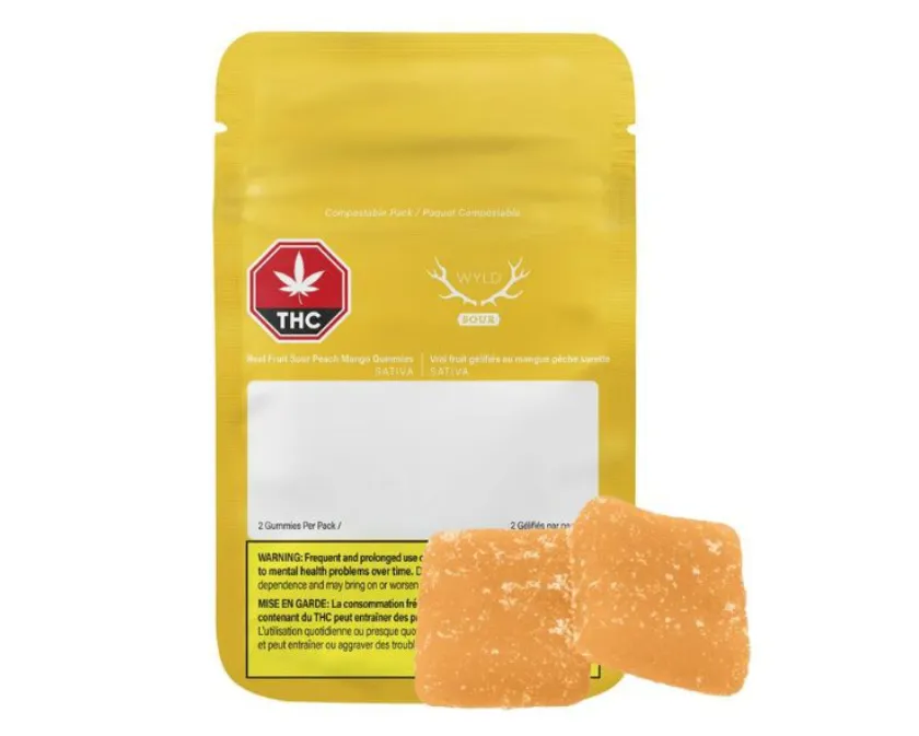 Wyld Wyld - Wyld Real Fruit Sour Peach Mango 3:1 CBG:THC 2x4g Soft Chew 8g — Edibles
