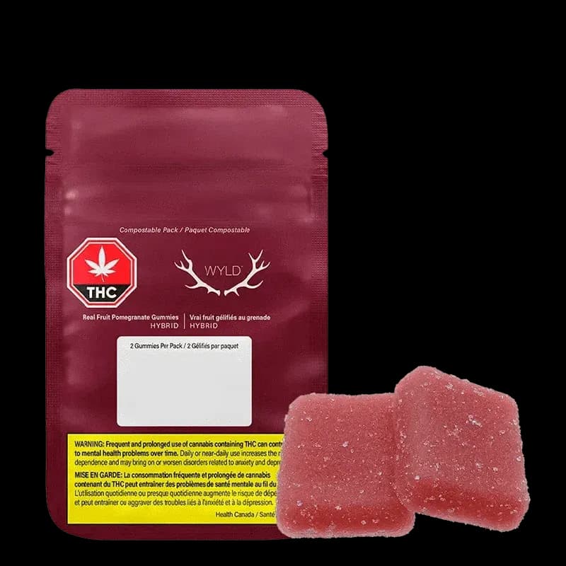 Wyld Wyld - Multipack of 10 Wyld Pomegranate 1:1 THC:CBD Gummies (100mg THC:100mg CBD) 40g — Edibles