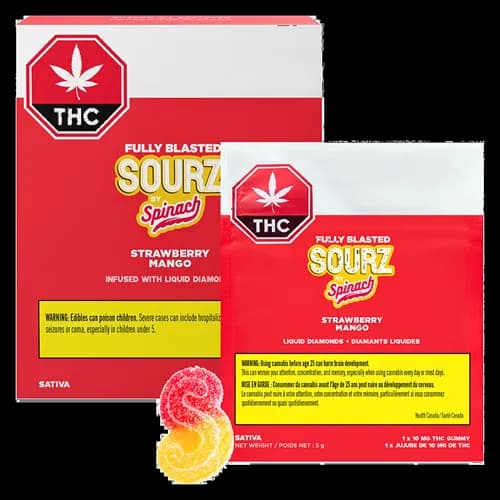 SOURZ by Spinach SOURZ by Spinach - Multipack of 10 Fully Blasted Strawberry Mango 1 x 10mg Soft Chews 50g — Edibles