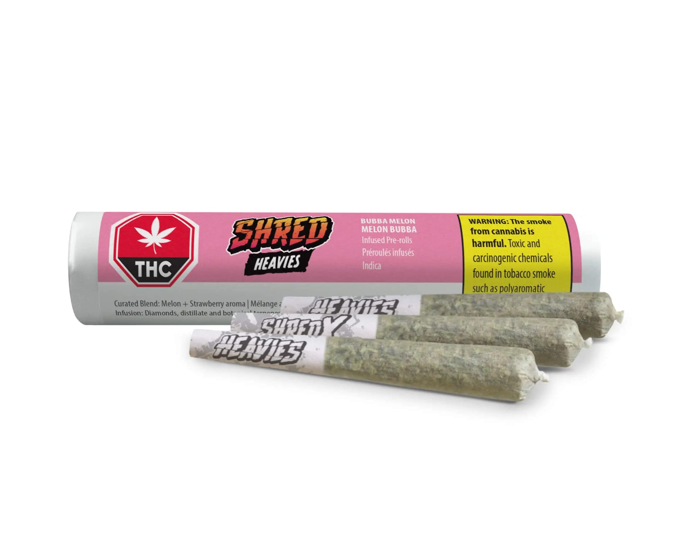 SHRED X - Bubba Melon Heavies 3 x 0.5g Diamond Disty & Terp Infused Pre-Rolls by SHRED X - Infused Pre-Rolls