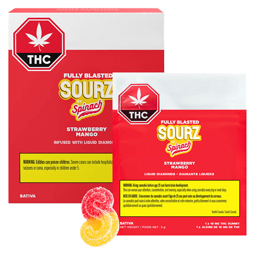 Fully Blasted Strawberry Mango Gummies - 10 Pack by SOURZ by Spinach - Edibles