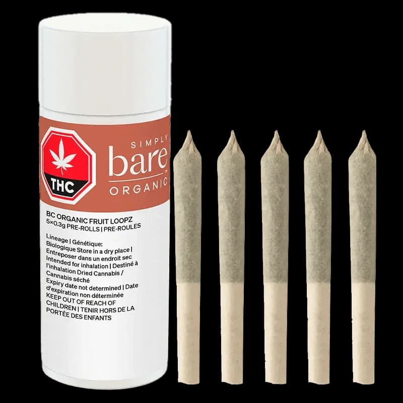 Simply Bare BC Organic Fruit Loopz 5 x 0.3g Pre-Rolls 2.08g — Pre-Rolls
