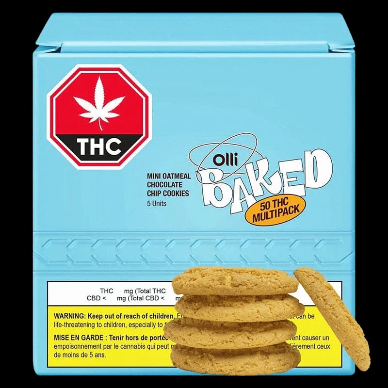 50 THC Mini Oatmeal Chocolate Chip Cookies by Olli Baked - Edibles