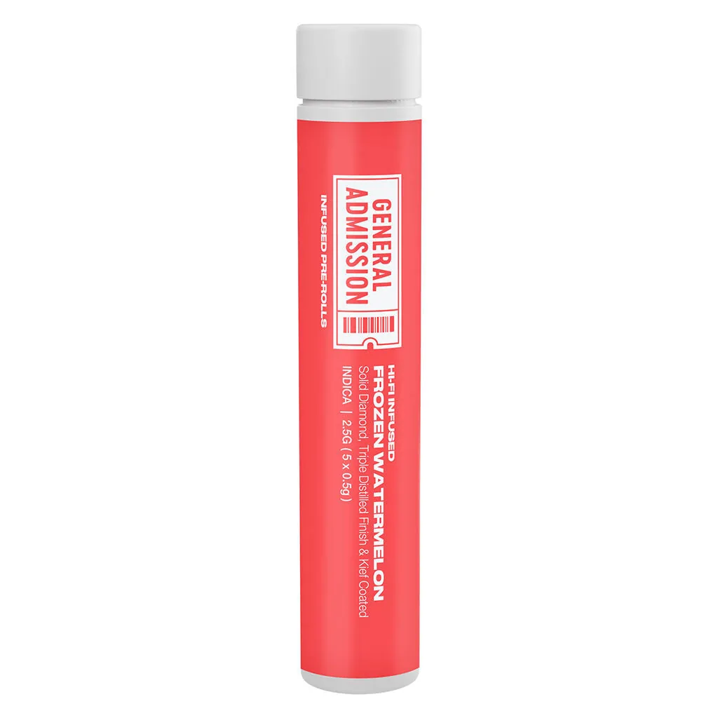 General Admission Frozen Watermelon Hi-Fi Infused Pre-Rolls 5x0.5g 2.5g — Infused Pre-Rolls