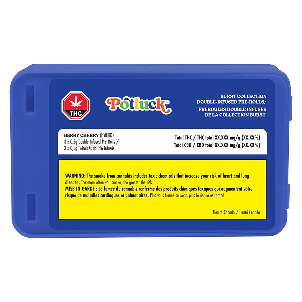 Potluck Potluck - Berry Cherry 3 x 0.5g Infused Pre-Rolls 4.5g — Infused Pre-Rolls