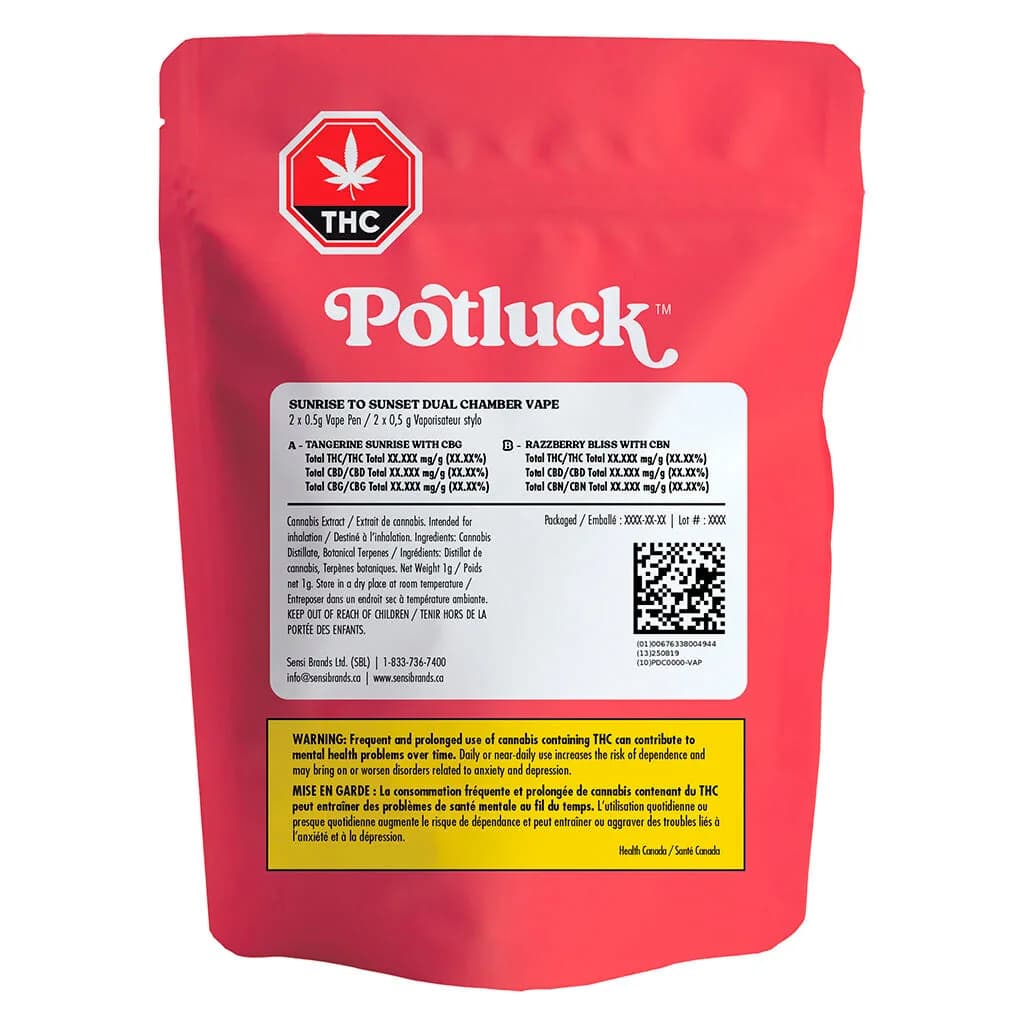 Potluck Potluck - Potluck Sunrise to Sunset Dual Chamber 1g Disposable Vape 1g — Vape Carts