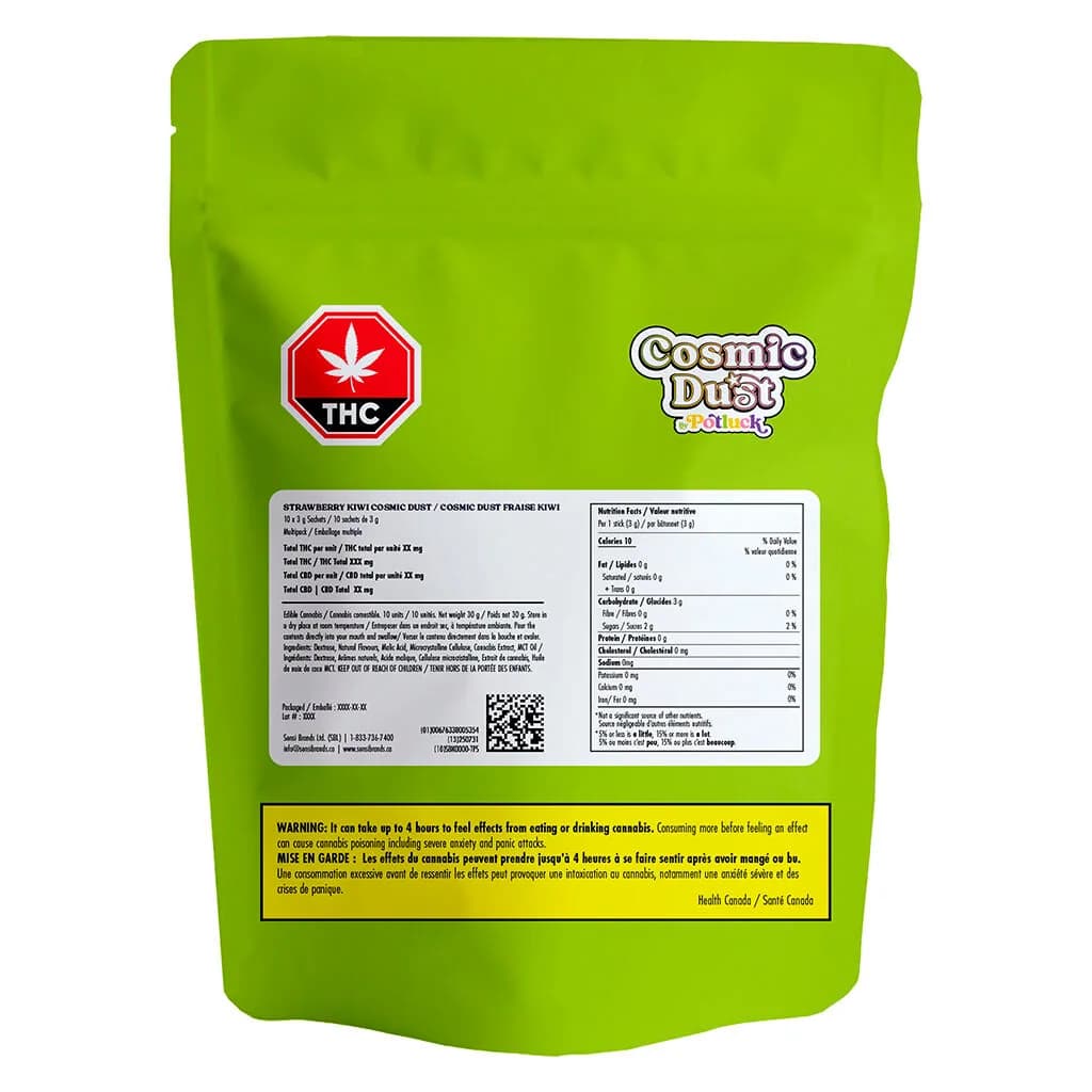 Potluck Potluck - Multipack of 10 Strawberry Kiwi Cosmic Dust 100 mg - 1 x 10mg Powder 3g — Beverages