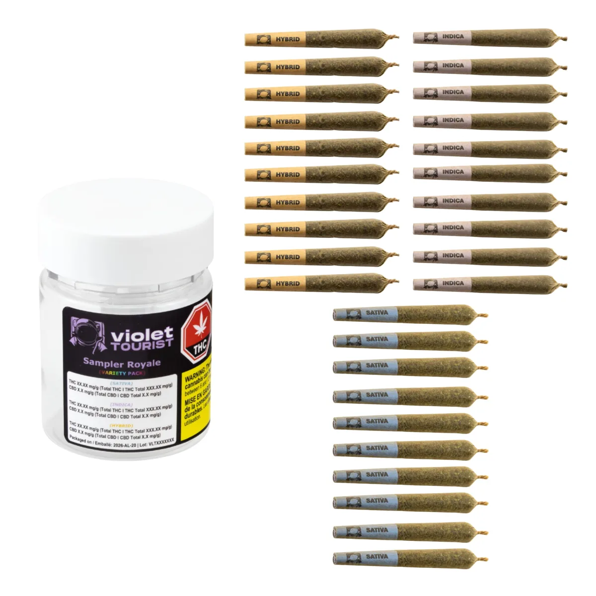 Violet Tourist Sampler Royale 30 x 0.5g Pre-Rolls Multi-Pack 15g — Pre-Rolls