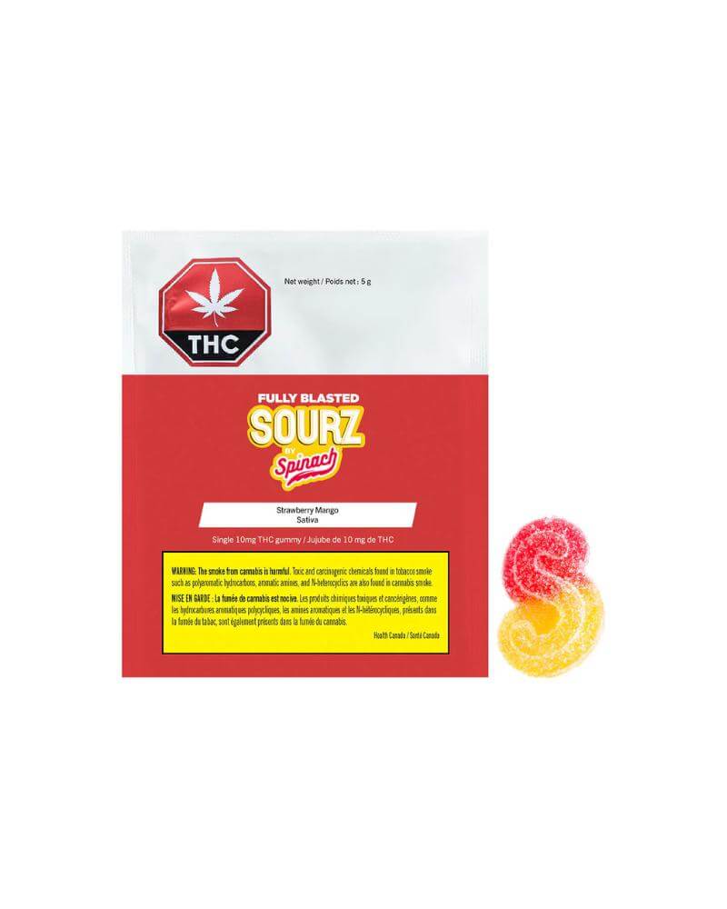 SOURZ by Spinach - Fully Blasted Strawberry Mango 1pc Soft Chew by SOURZ by Spinach - Edibles