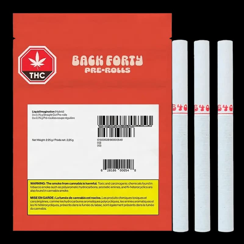 Back Forty - Liquid Imagination Straight Cut 3 x 0.75g Pre-Rolls by Back Forty - Pre-Rolls