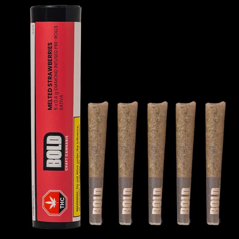 BOLD - Melted Strawberries 5 x 0.4g Diamond Infused Pre-Rolls by BOLD - Infused Pre-Rolls