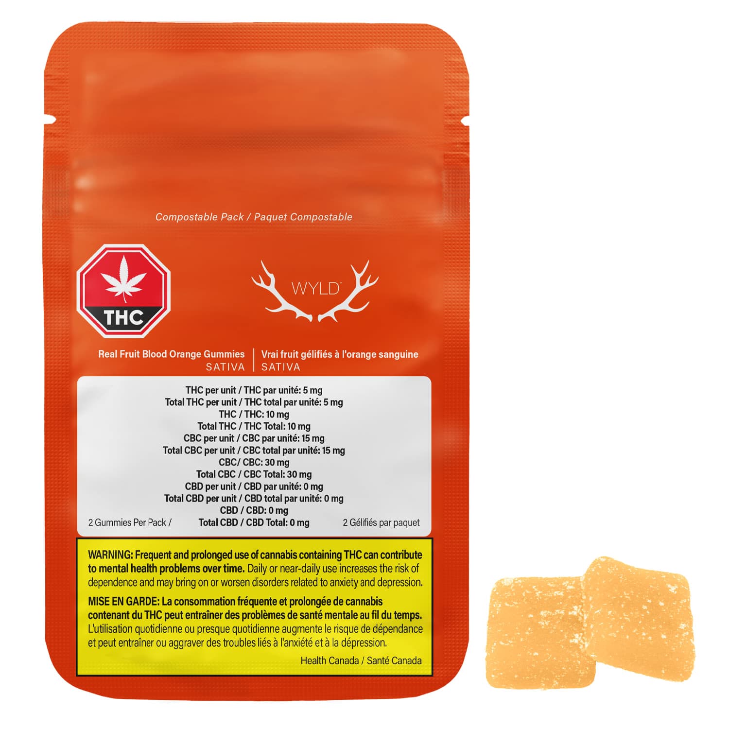 Wyld - Wyld Real Fruit Blood Orange 3:1 CBC:THC 2x4g Soft Chew by Wyld - Edibles